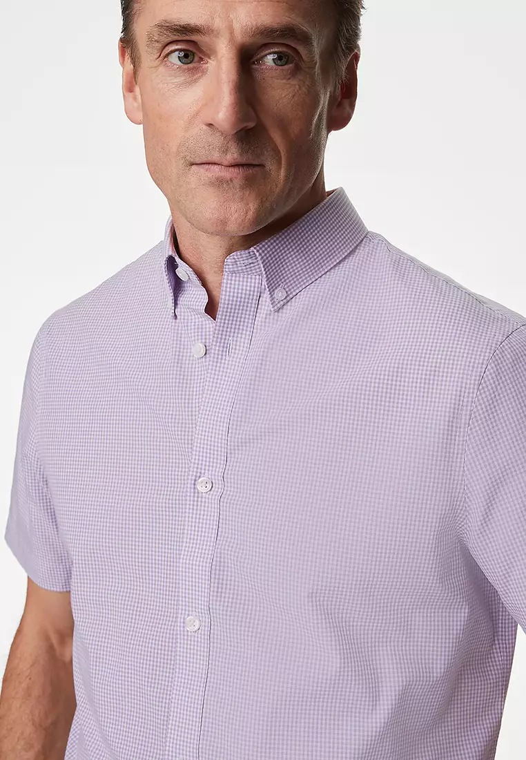 2pk Regular Fit Easy Iron Checked Short Sleeve Shirts