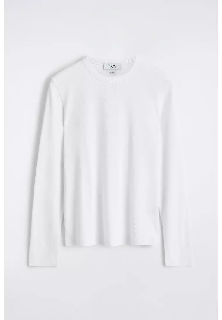 SLIM RIBBED COTTON LONG-SLEEVED T-SHIRT