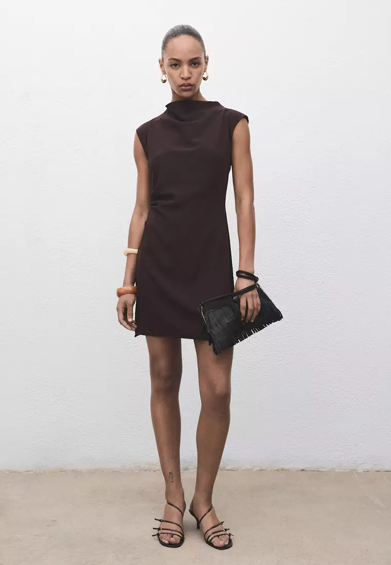 Short Dress With Draped Collar