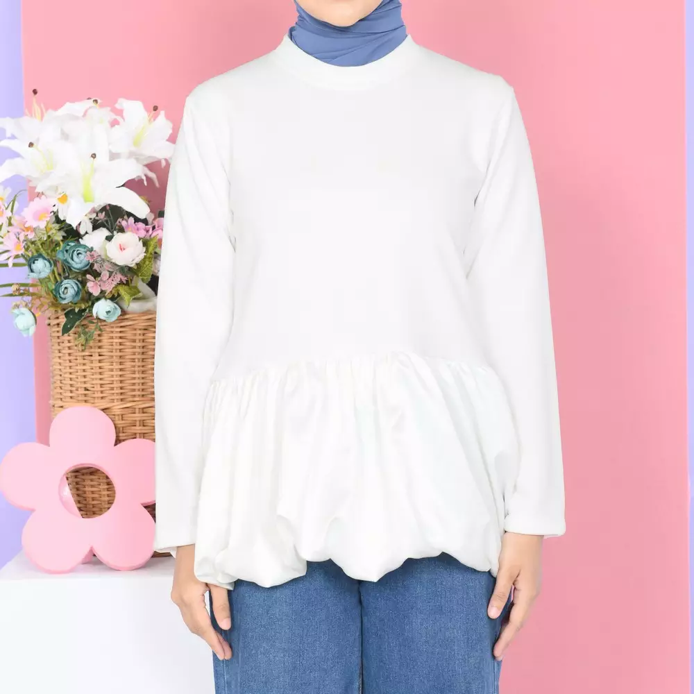 Fhia Balloon Top - Long Broken White M19645 R98S3