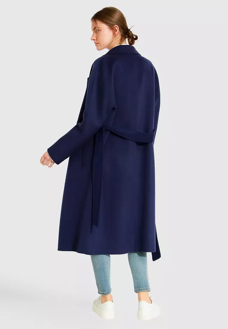 Boss Girl Double-Breasted Lined Wool Coat - Midnight Blue