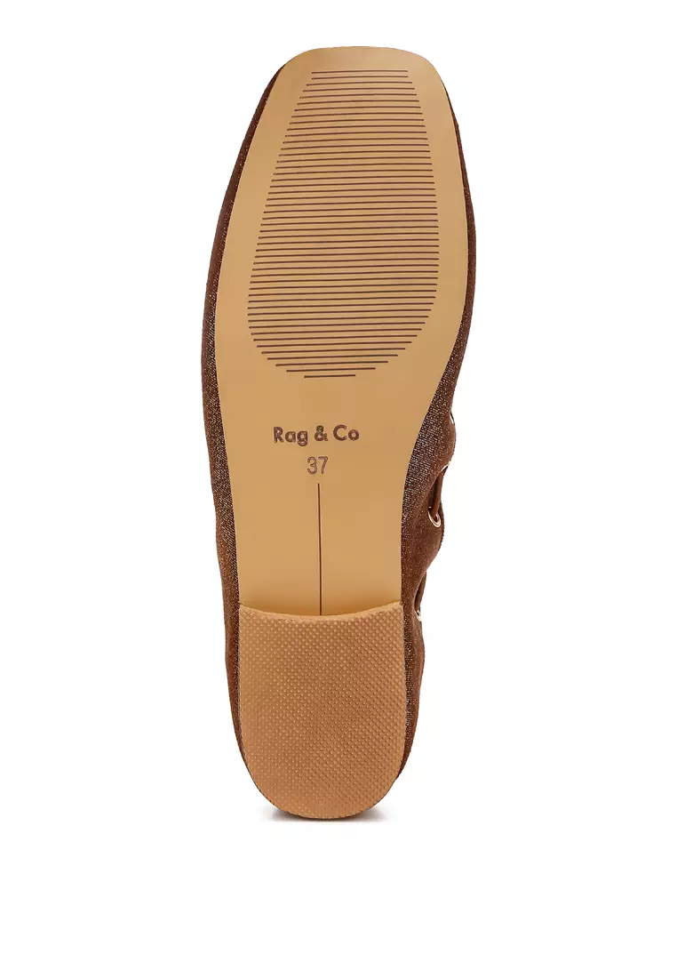 Brown Drawstring Bow Ballerinas