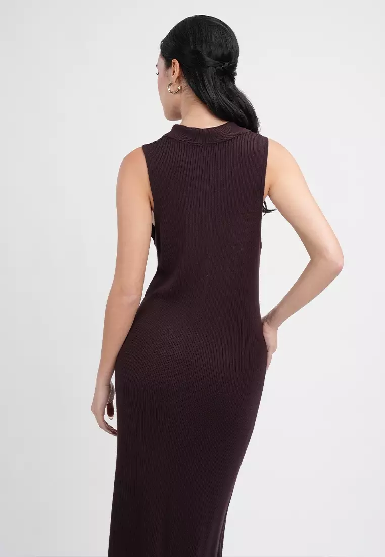 Vivian Collared Sleeveless Midi Sheath Dress