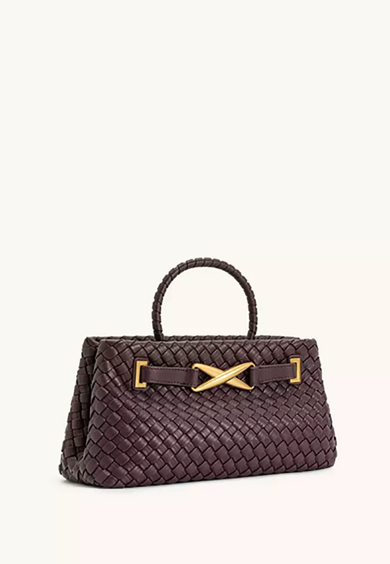 Elora Woven Tote Bag - Burgundy