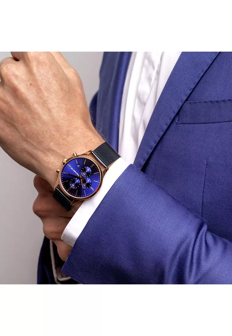 Buy Michael Hill Men s Chronograph Watch in Blue Rose Tone