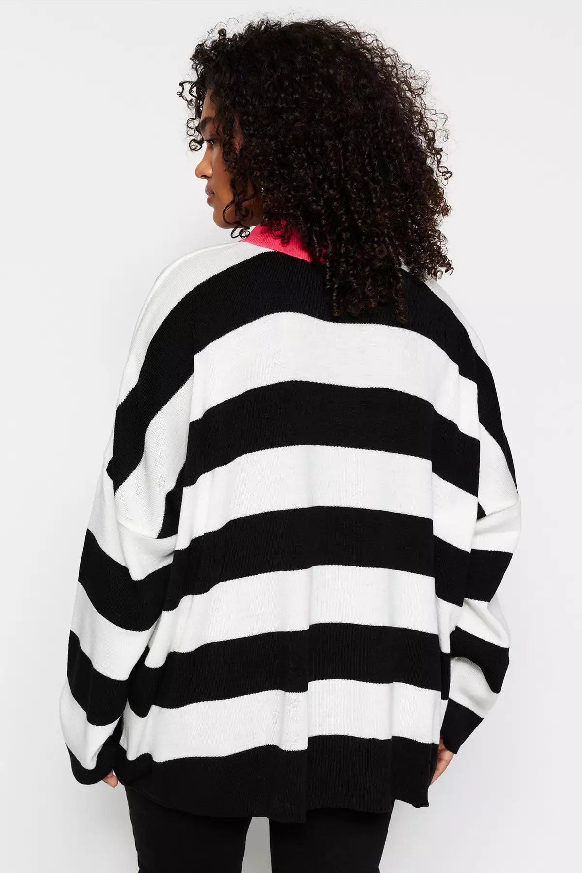 Polo Neck Striped Knitwear Sweater