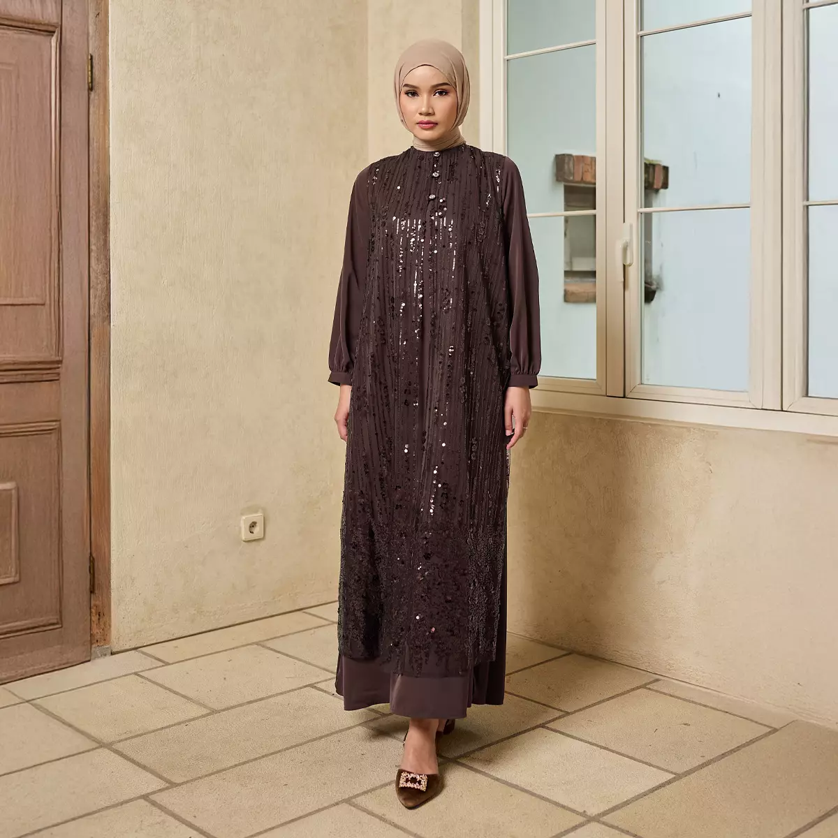 Jual ZM [Raya Collection] ZM Zaskia Mecca - Binora Gamis Wanita Brown ...