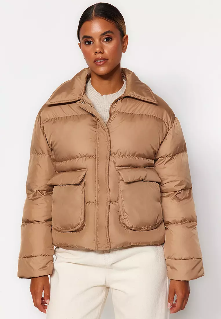 Tan puffer jacket women's new arrivals