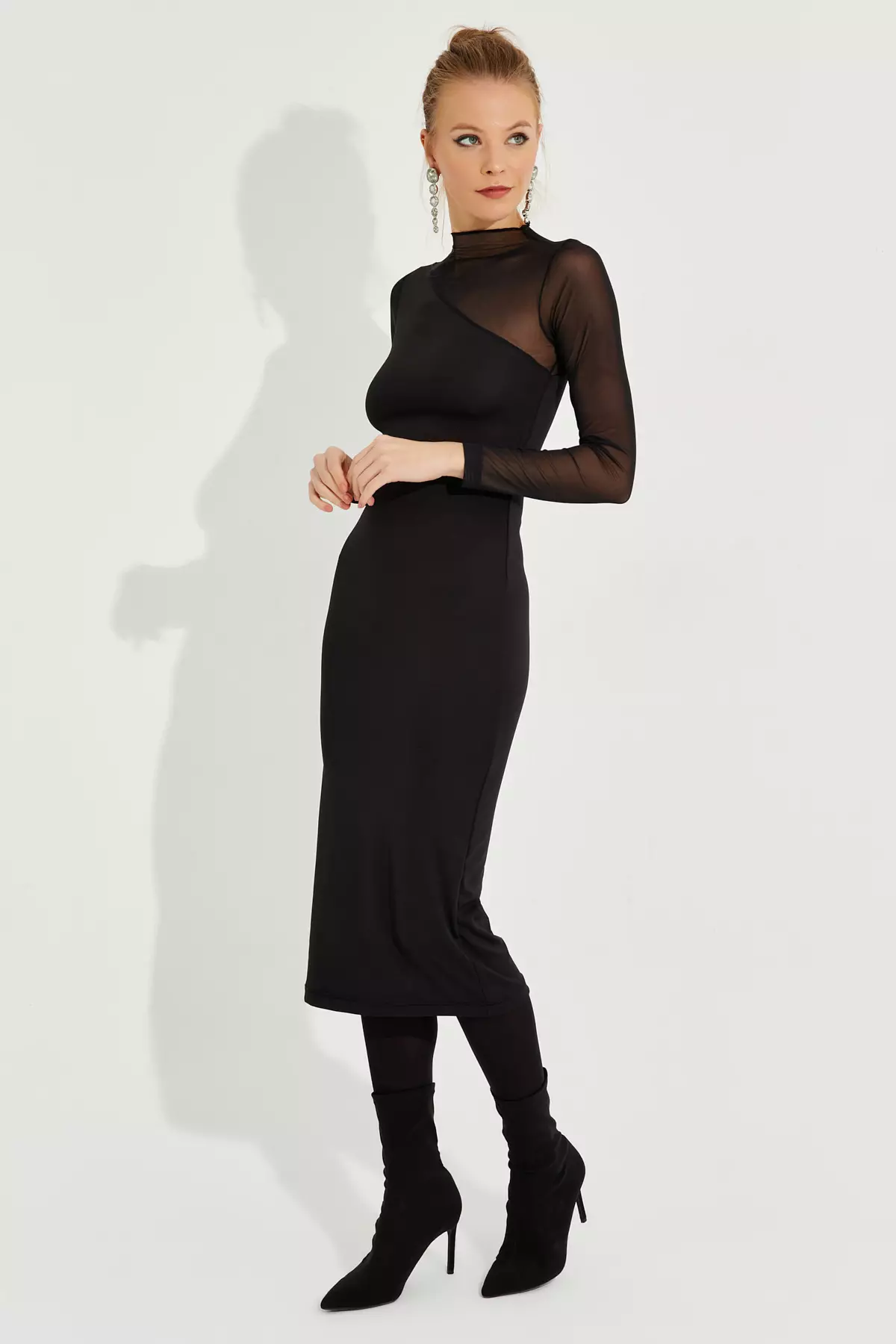Buy Cool & Sexy Tulle Detailed Asymmetric Midi Dress 2026 Online