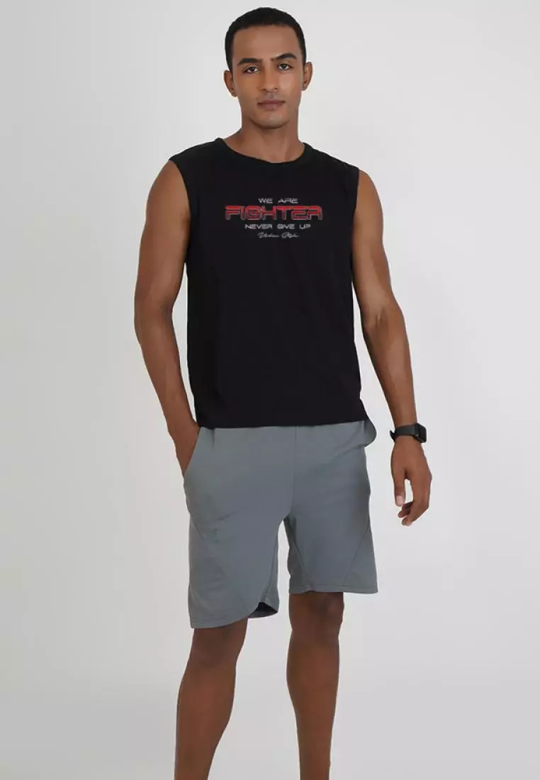 You Are a Fighter Black Cotton Sleeveless Workout/Training Tank