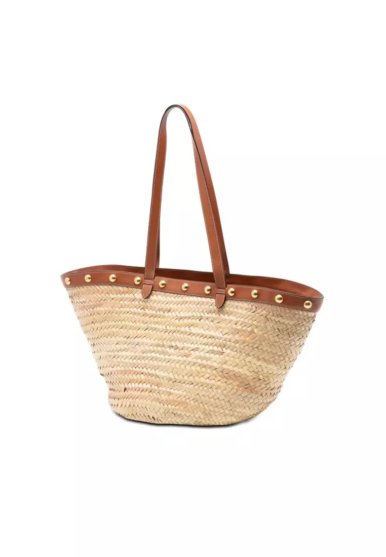 Pre-Loved Celine Large Raffia Classic Studded Panier Tote