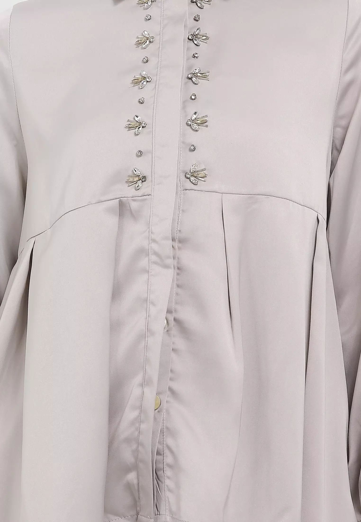 MFMW Syaucha Atasan Blouse Satin Grey With Payet