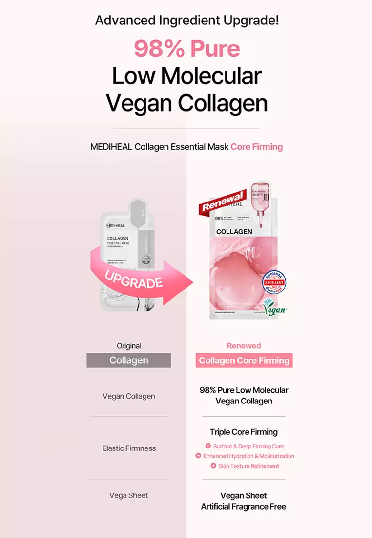MEDIHEAL [Renewal] Collagen Essential Mask Core Elasticity Pack, 5 Sheetsx24ml