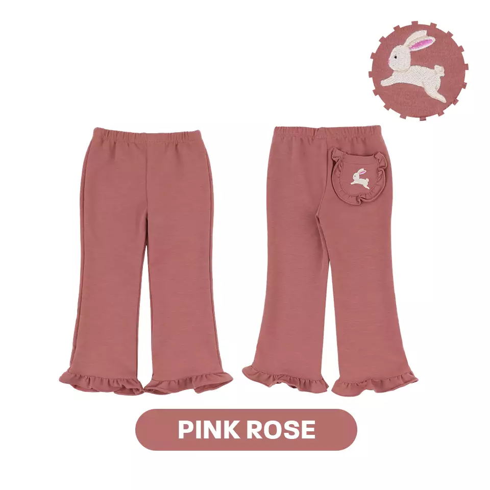 Mooi X Dinda Puspitasari Celana Panjang Anak Perempuan Yumna Pants Ruffle - Pink Rose