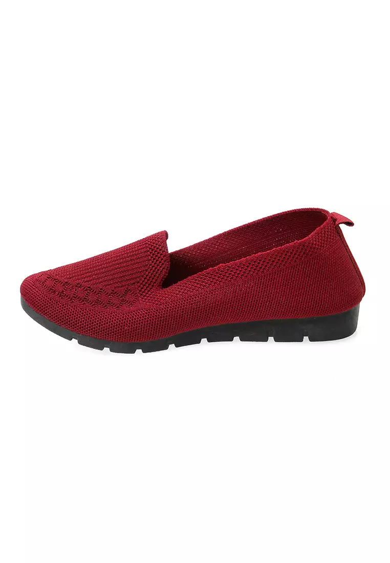Sepatu Wanita Slip On Simple Design Casual Premium Quality - Maroon