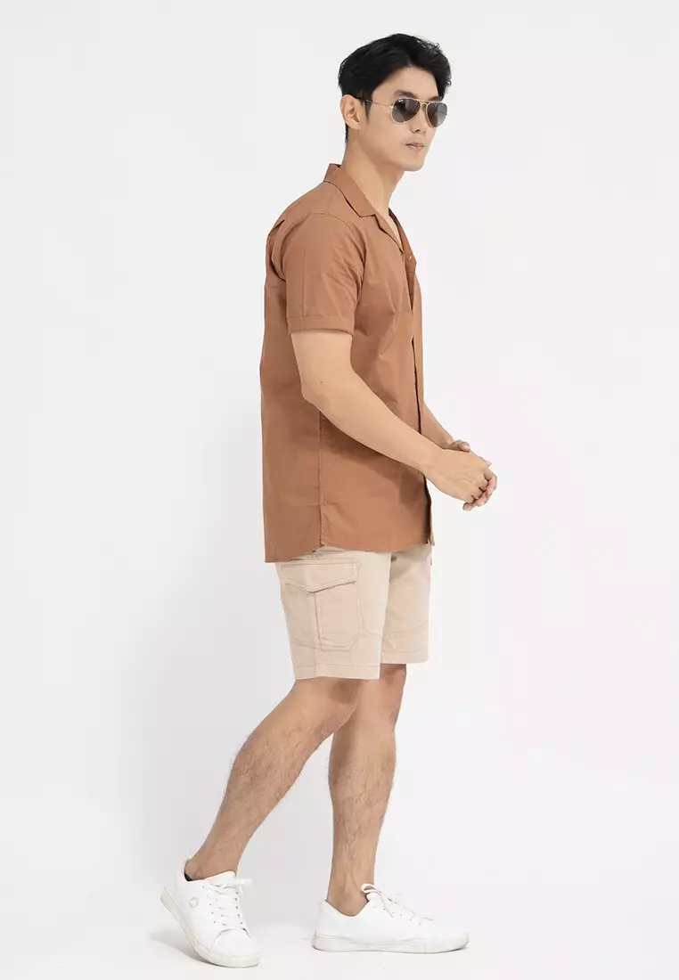 Kemeja pendek pantai Coklat Tua OXCON summer shirt Cinnamon