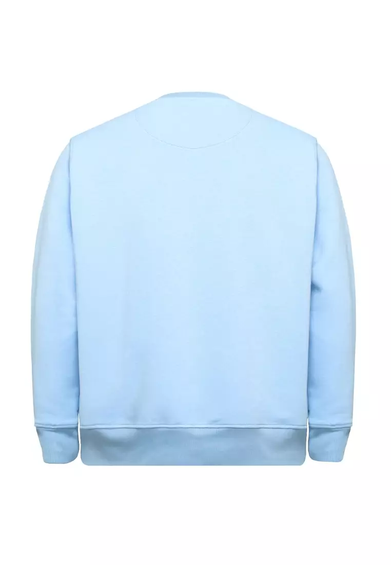 Cotton Well Coofy Crewneck Sweatshirt with Hidden Pocket Baby Blue | Sweater Polos Kantong Tersembunyi Biru Muda