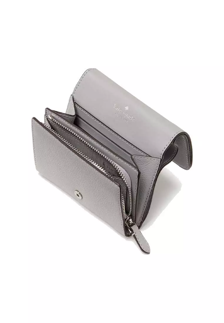 未使用 りぼんkate spade 取外し可能チェーン付きウォレット グレー kate spade NEW YORK（ケイト・スペード ニューヨーク） ケイト