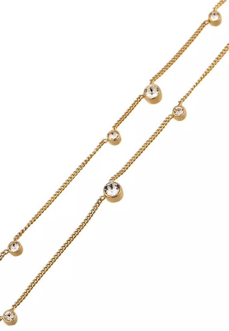 Necklace Short Layer Circle Gold Plated  Embellished With Crystals By Swarovski®