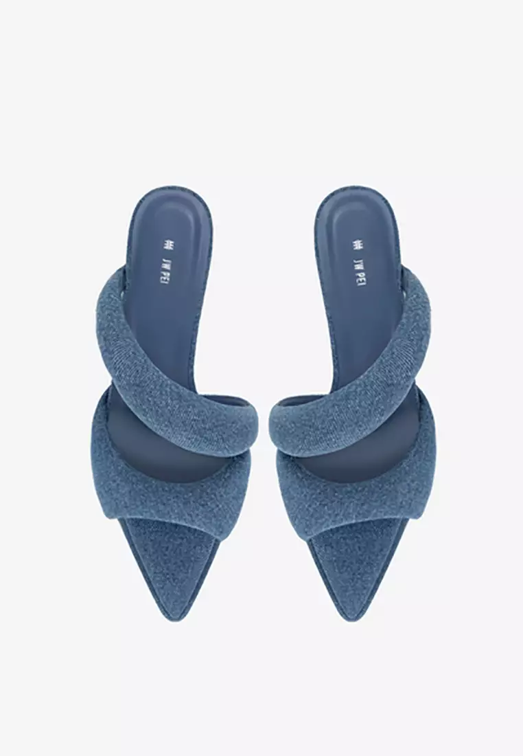  JW PEI Women's Sara Mule Heeled Sandals,Black,Size 5