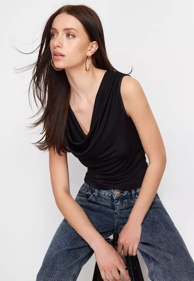Buy Trendyol Draped Collar Blouse 2025 Online | ZALORA