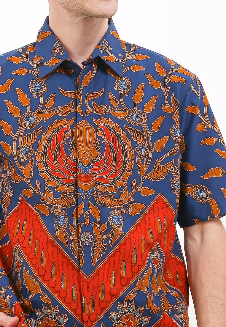 Kemeja Batik Printing Lengan Pendek Motif Lar Kencono