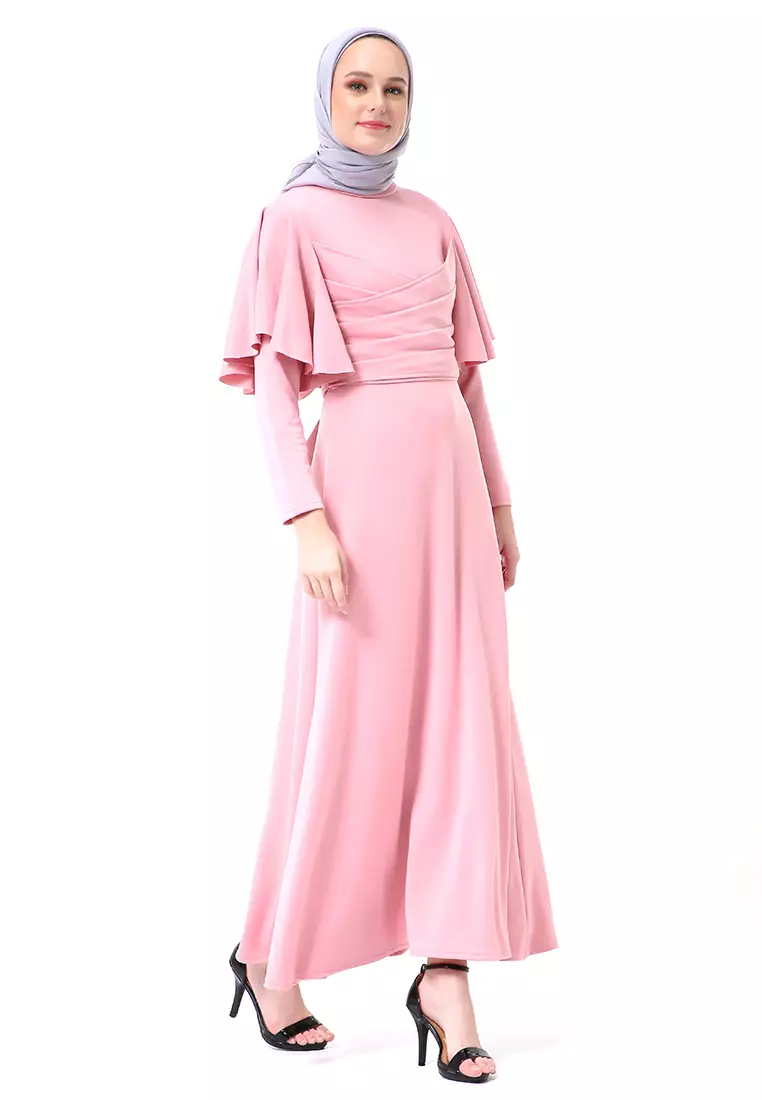 Zeta Dress Fashion Muslimah Wanita Long Sleeve Style Basic Relaxed Fit - Pink