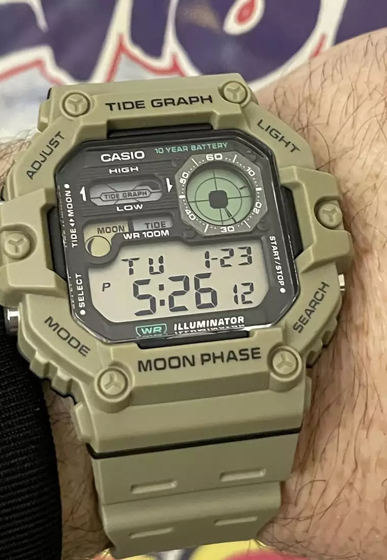 Men's Digital Watch WS-1700H-5A Army Green Resin Strap Sport Watch