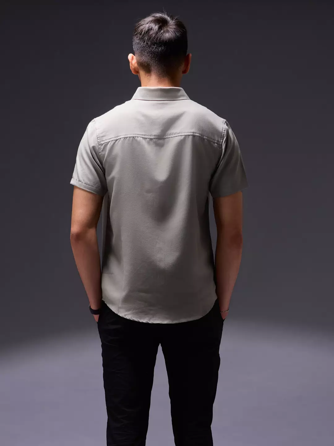OXCON Easy Shirts Kemeja Tangan Pendek Light Grey