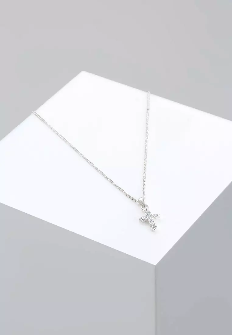 Kalung Perhiasan Perak 925 Wanita Choker Salib Zirconia
