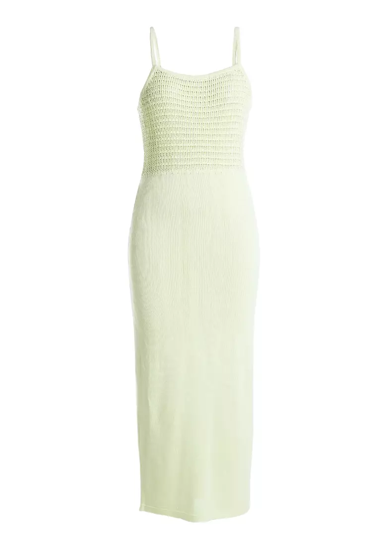 Washed Lime Straight Side Slit Dress