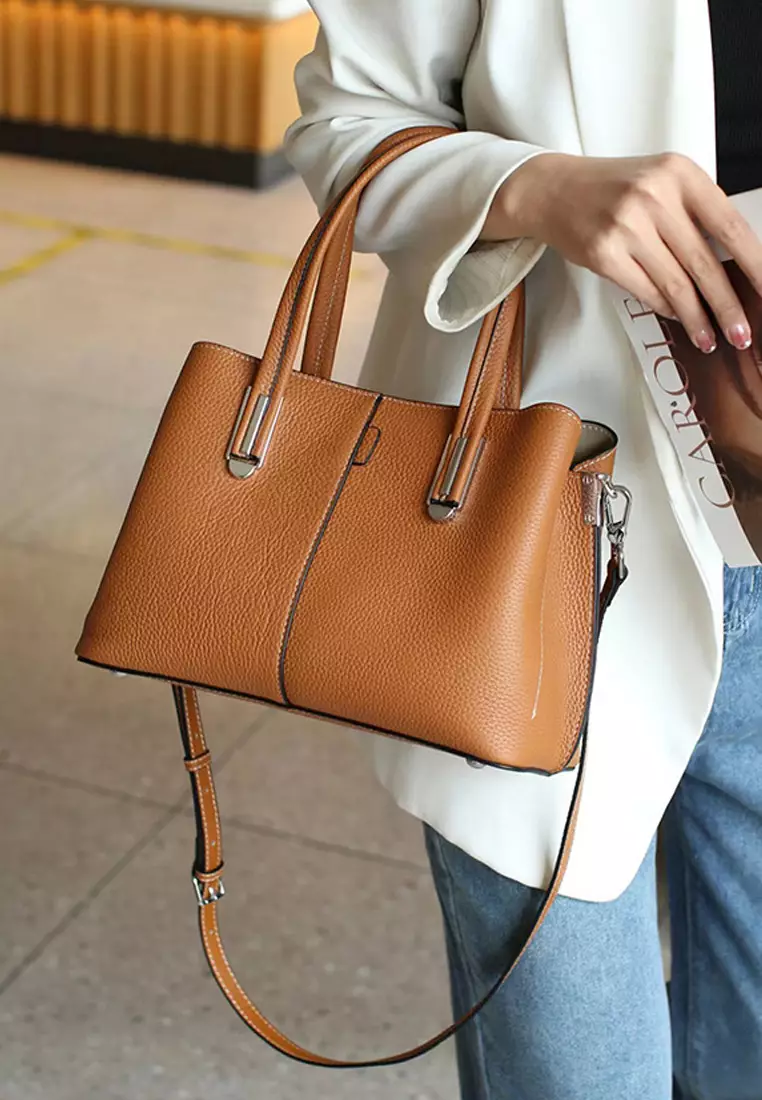 VANSA Simple Top Layer Cowhide Hand Bag   VBW-Hb5518
