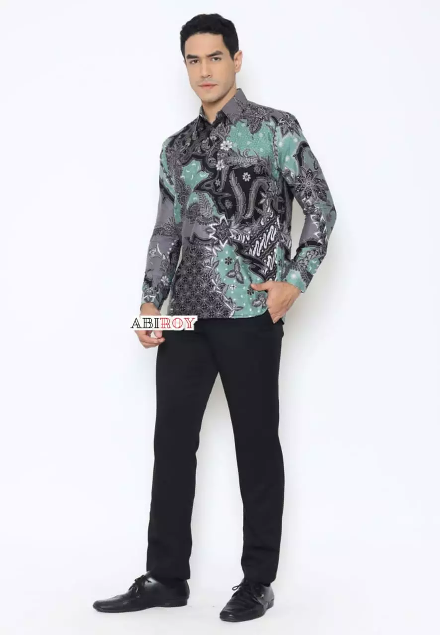 Kemeja Batik Pria Premium Slimfit Elegant Modern Lengan Panjang Trisira Ijo