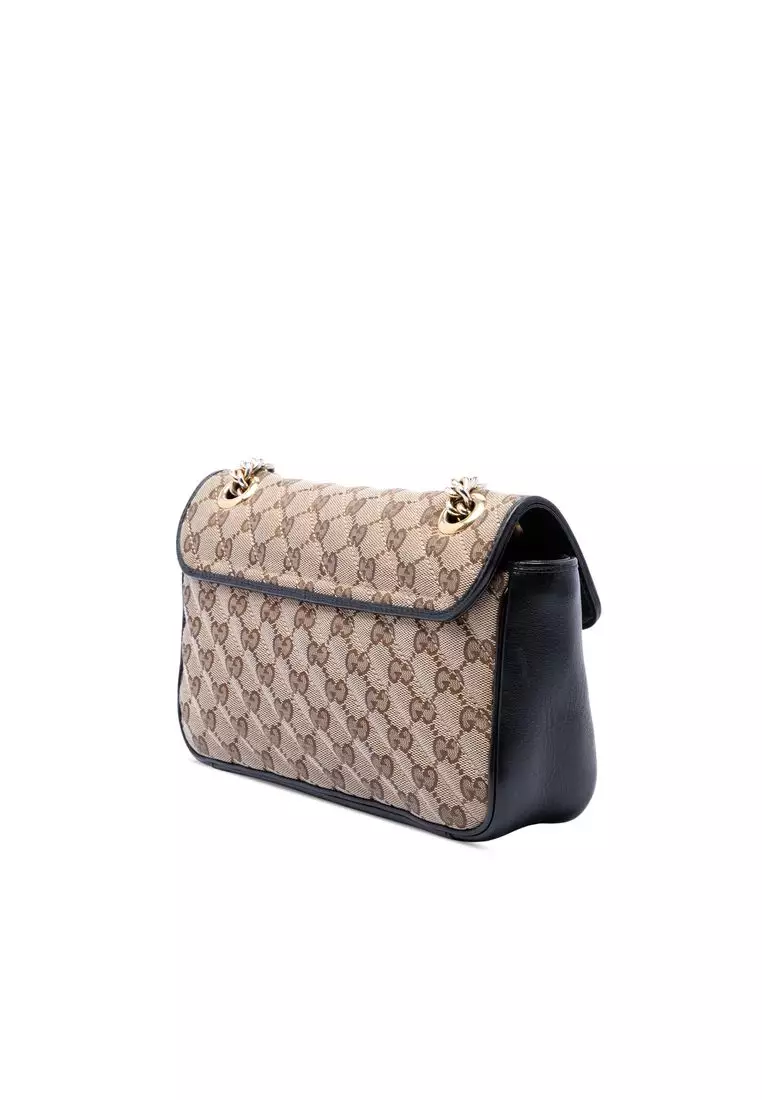 Pre-Loved Gucci Medium Gg Marmont Matelasse Diagonal Gg Canvas Shoulder Bag