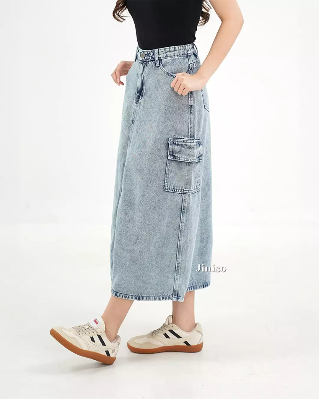 Highwaist Rok Cargo Jeans Panjang 983 SEVENTY