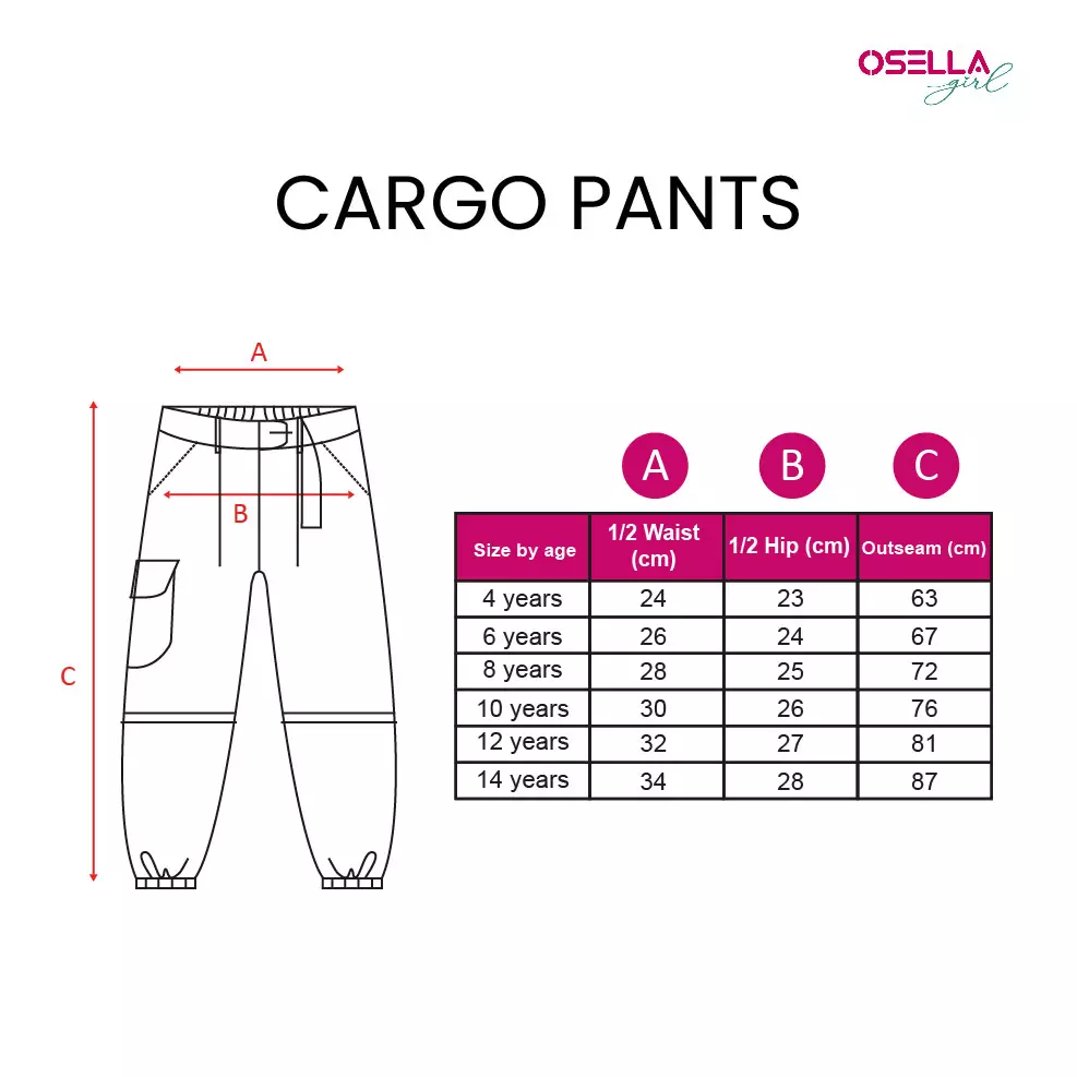 [NEW] Osella Kana Long Cargo Pants With Half Elastic Band On The Leg Opening In Beige  2381500238 | Celana Kargo Anak Perempuan