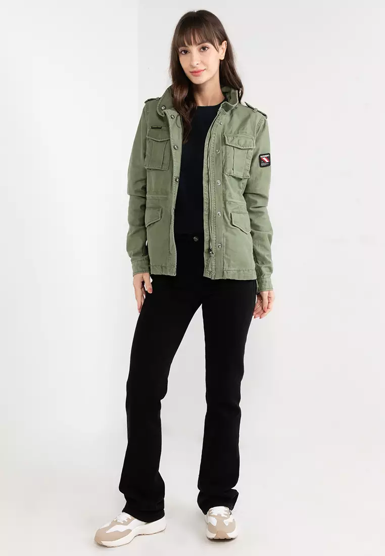 Superdry denim biker deals jacket trench green