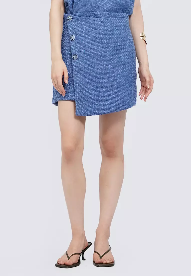 Mini Tweed Skort with Pocket BLUE