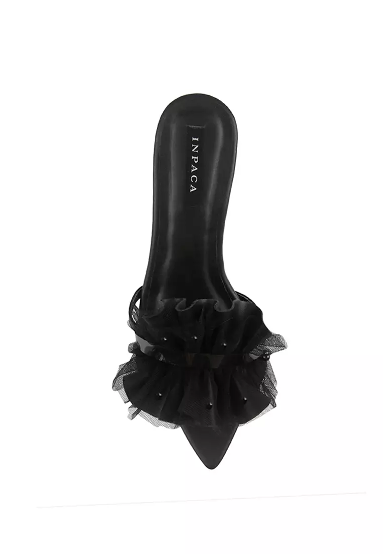 Carole Ruffle Heels with Pearl