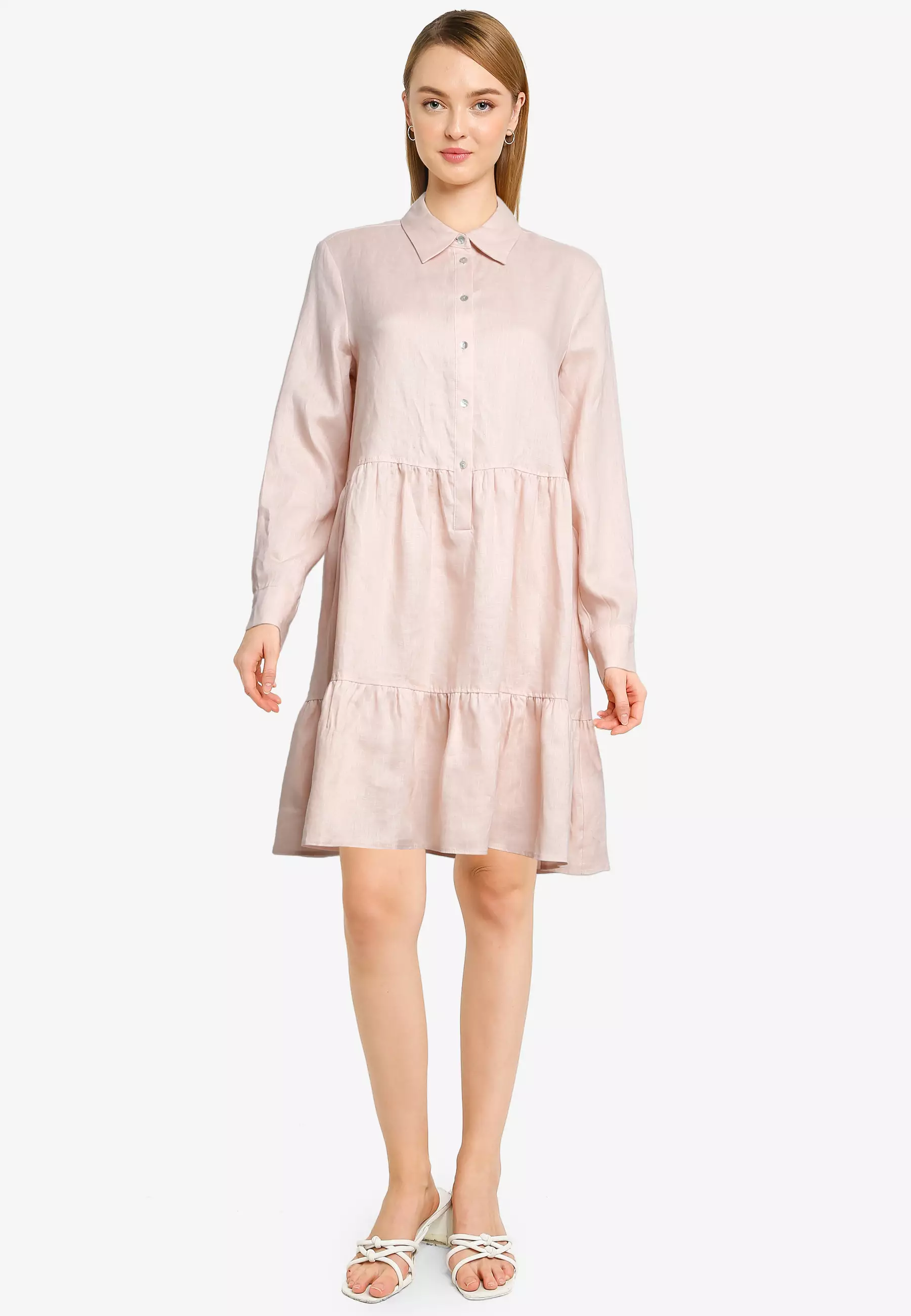 Linen-Blend Shirt Dress
