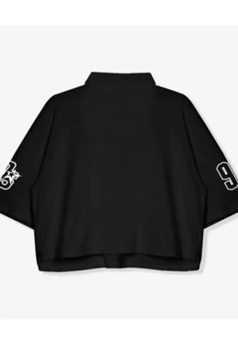 OOTDSUPPLY Oversize Polo Crop Shirt Infinite 96 Black & White l Polo Crop Pria dan Wanita OVZ-CPS010