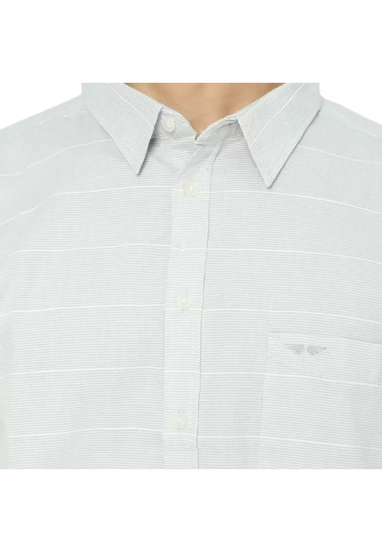 RBJ Kemeja Yarndyed Salur Hijau Regular Fit Pria