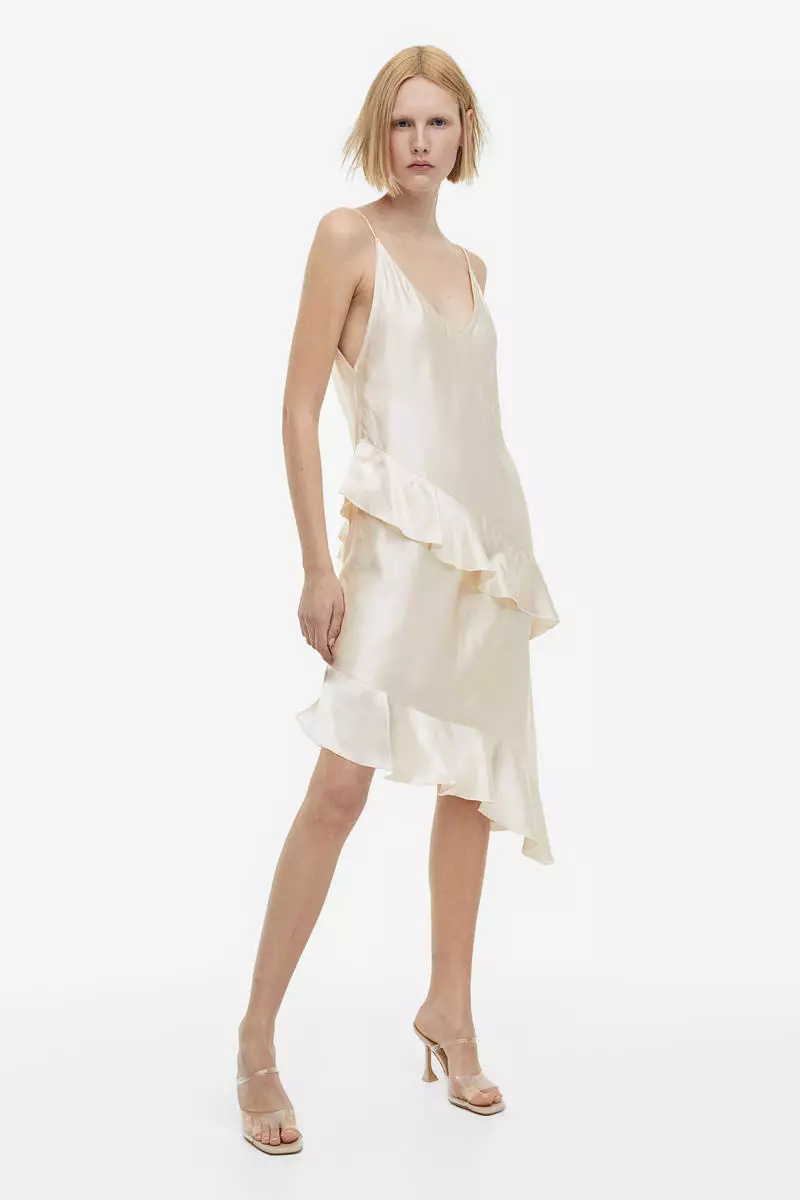 Buy H&M Flounced satin slip dress 2023 Online ZALORA Singapore