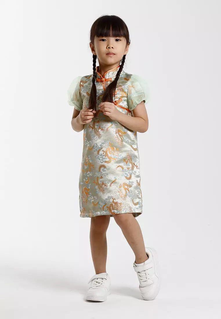 Forest Jacquard Tang Suit Cheongsam Dress | CNY 2025 Family Wear - FK885091-42LtGreen