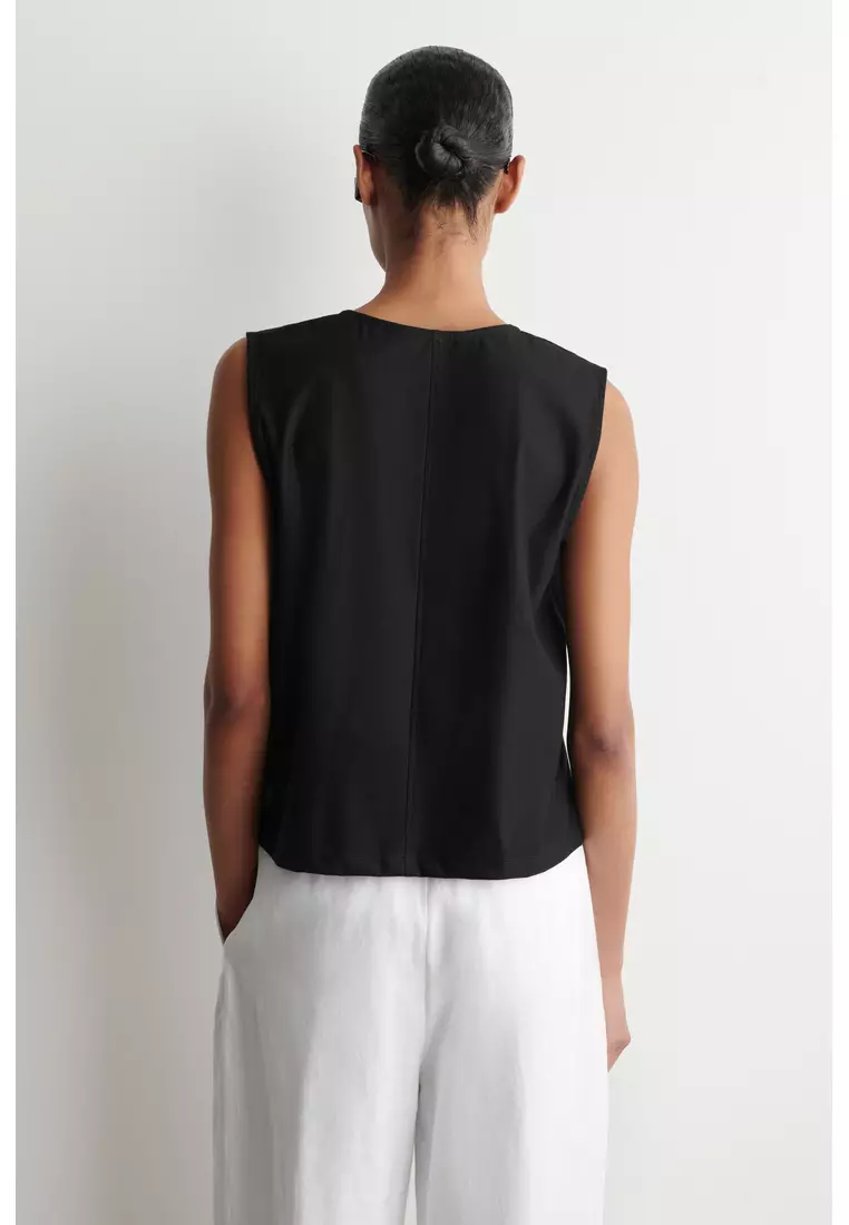 GATHERED-NECK JERSEY TANK TOP