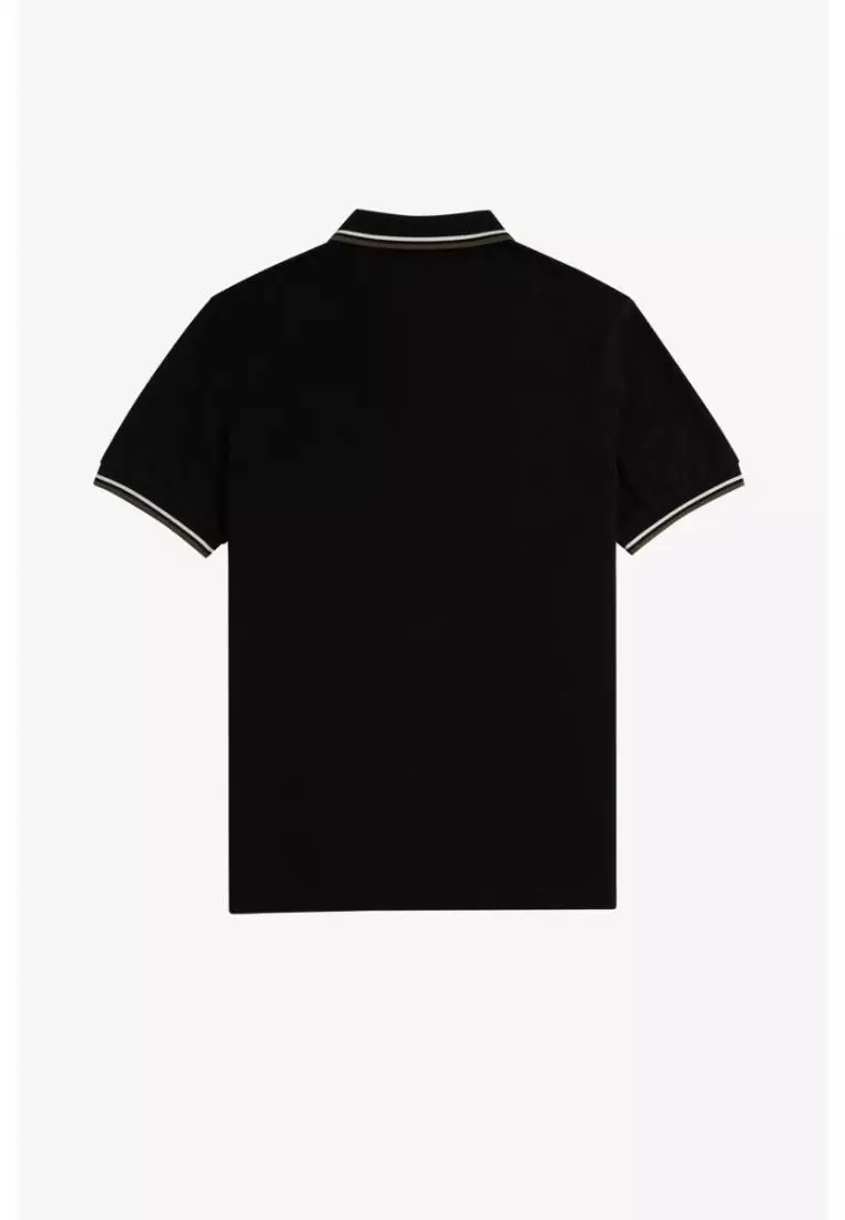 Fred Perry M3600 Twin Tipped Fred Perry Shirt (Black / Ecru / Laurel Wreath Green)