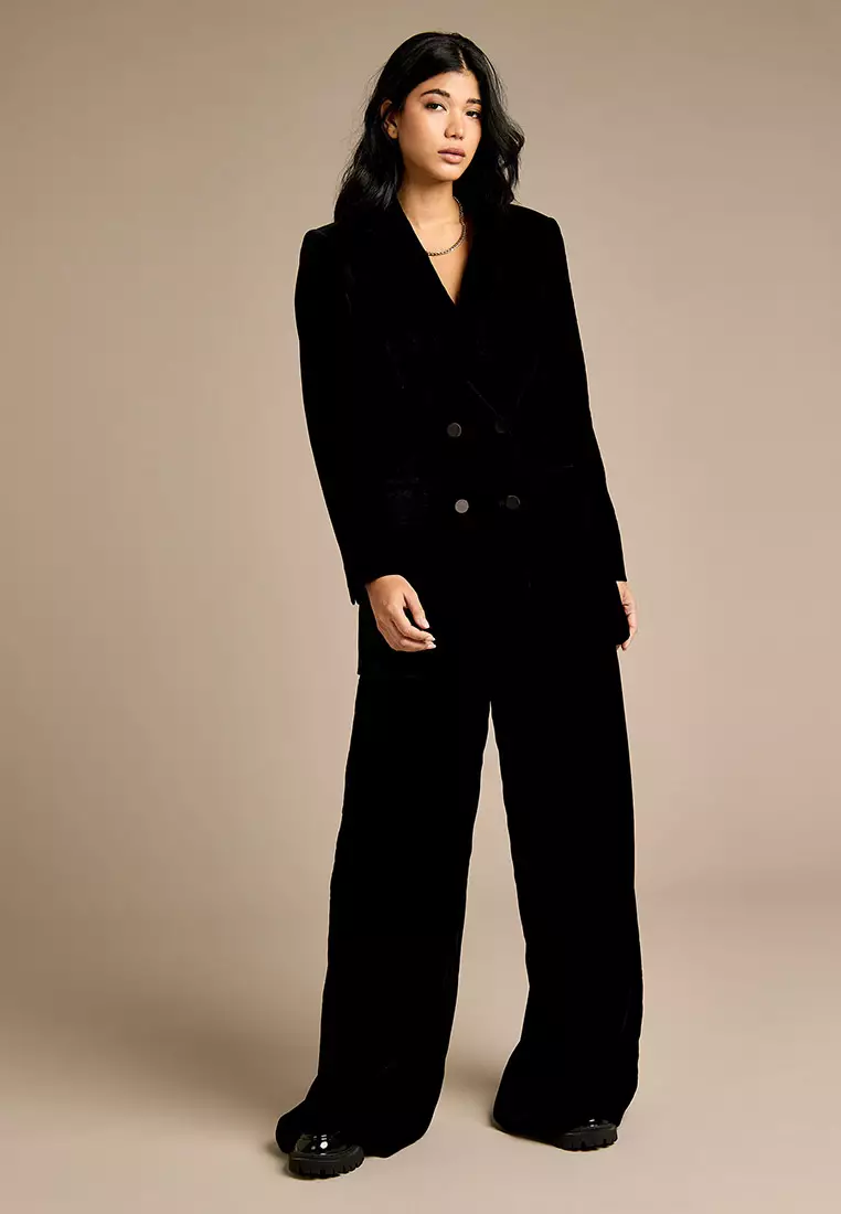 Maia Black Velvet Blazer