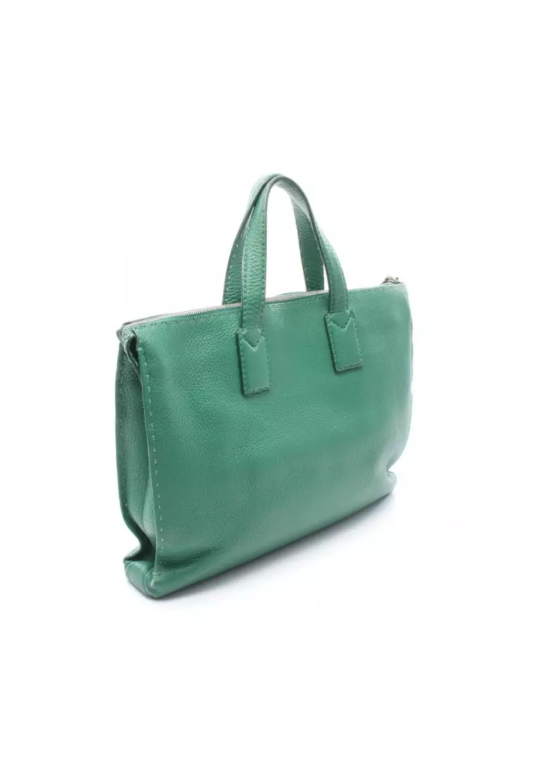 Pre-Loved Fendi Selleria Business bag Briefcase leather green