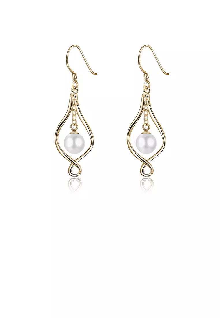 Champagne pearl drop earrings store