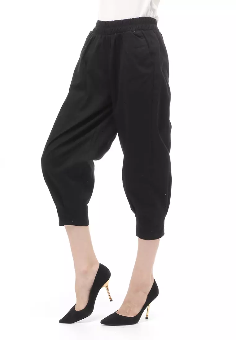 Lark Celana Panjang Bawahan Wanita Motif Solid Regular Fit - Black